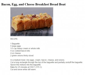 Bacon, Egg, and Cheese Breakfast Bread Boat