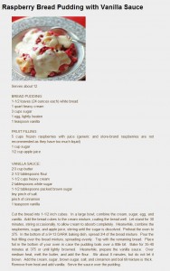 Raspberry Bread Pudding with Vanilla Sauce